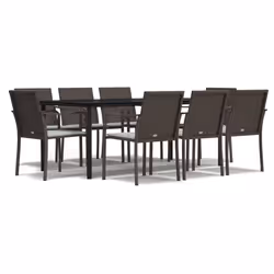 Set Pranzo da Giardino 9 pz con Cuscini in Polyrattan e Acciaiocod mxl 76608 - Vista aggiuntiva 2