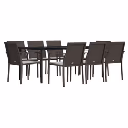 Set Pranzo da Giardino 9 pz con Cuscini in Polyrattan e Acciaiocod mxl 76608 - Vista aggiuntiva 3