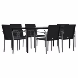 Set Pranzo da Giardino 7 pz con Cuscini in Polyrattan e Acciaiocod mxl 101250 - Vista aggiuntiva 3