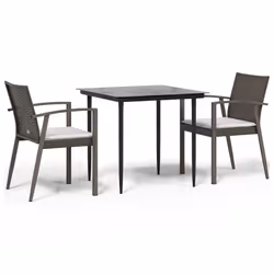 Set Pranzo da Giardino 3pz con Cuscini in Polyrattan e Acciaiocod mxl 124534 - Vista aggiuntiva 2