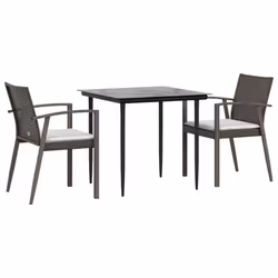 Set Pranzo da Giardino 3pz con Cuscini in Polyrattan e Acciaiocod mxl 124534 - Vista aggiuntiva 3