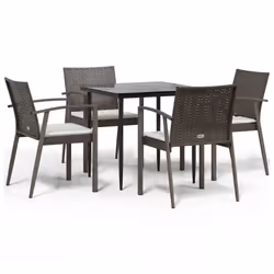 Set Pranzo da Giardino 5pz con Cuscini in Polyrattan e Acciaiocod mxl 76619 - Vista aggiuntiva 2