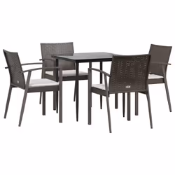 Set Pranzo da Giardino 5pz con Cuscini in Polyrattan e Acciaiocod mxl 76619 - Vista aggiuntiva 3