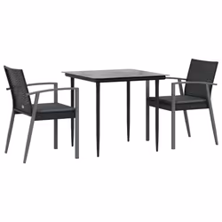 vidaXL Set Pranzo da Giardino 3pz con Cuscini in Polyrattan e Acciaio - Vista aggiuntiva 3