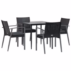 vidaXL Set Pranzo da Giardino 5pz con Cuscini in Polyrattan e Acciaio - Vista aggiuntiva 3