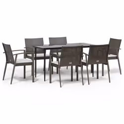 Set Pranzo da Giardino 7 pz con Cuscini in Polyrattan e Acciaiocod mxl 124532 - Vista aggiuntiva 2