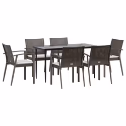 Set Pranzo da Giardino 7 pz con Cuscini in Polyrattan e Acciaiocod mxl 124532 - Vista aggiuntiva 3