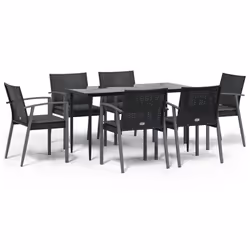 vidaXL Set Pranzo da Giardino 7 pz con Cuscini in Polyrattan e Acciaio - Vista aggiuntiva 2