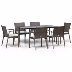 Set Pranzo da Giardino 7 pz con Cuscini in Polyrattan e Acciaiocod mxl 100573 - Vista aggiuntiva 2