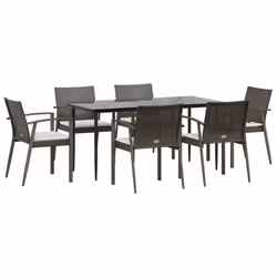 Set Pranzo da Giardino 7 pz con Cuscini in Polyrattan e Acciaiocod mxl 100573 - Vista aggiuntiva 3