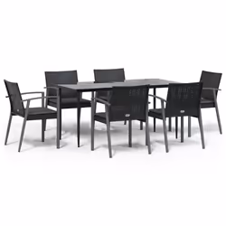 vidaXL Set Pranzo da Giardino 7 pz con Cuscini in Polyrattan e Acciaio - Vista aggiuntiva 2
