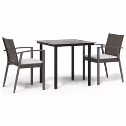 Set Pranzo da Giardino 3pz con Cuscini in Polyrattan e Acciaiocod mxl 76641 - Vista aggiuntiva 2