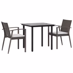 Set Pranzo da Giardino 3pz con Cuscini in Polyrattan e Acciaiocod mxl 76641 - Vista aggiuntiva 3