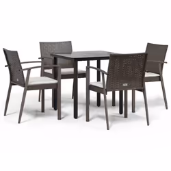 Set Pranzo da Giardino 5pz con Cuscini in Polyrattan e Acciaiocod mxl 100596 - Vista aggiuntiva 2