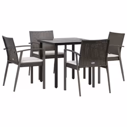 Set Pranzo da Giardino 5pz con Cuscini in Polyrattan e Acciaiocod mxl 100596 - Vista aggiuntiva 3