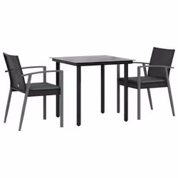 vidaXL Set Pranzo da Giardino 3pz con Cuscini in Polyrattan e Acciaio - Vista aggiuntiva 3
