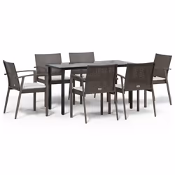 Set Pranzo da Giardino 7 pz con Cuscini in Polyrattan e Acciaiocod mxl 100590 - Vista aggiuntiva 2