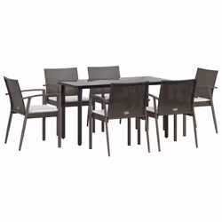 Set Pranzo da Giardino 7 pz con Cuscini in Polyrattan e Acciaiocod mxl 100590 - Vista aggiuntiva 3
