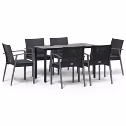 vidaXL Set Pranzo da Giardino 7 pz con Cuscini in Polyrattan e Acciaio - Vista aggiuntiva 2