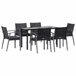 vidaXL Set Pranzo da Giardino 7 pz con Cuscini in Polyrattan e Acciaio - Vista aggiuntiva 3