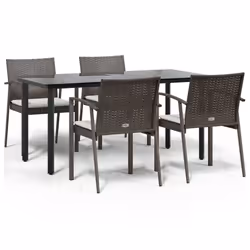 Set Pranzo da Giardino 5pz con Cuscini in Polyrattan e Acciaiocod mxl 76618 - Vista aggiuntiva 2