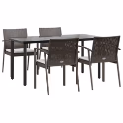 Set Pranzo da Giardino 5pz con Cuscini in Polyrattan e Acciaiocod mxl 76618 - Vista aggiuntiva 3
