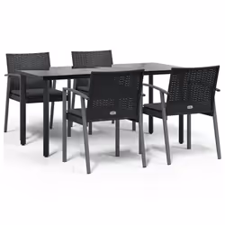 Set Pranzo da Giardino 5pz con Cuscini in Polyrattan e Acciaiocod mxl 124563 - Vista aggiuntiva 2