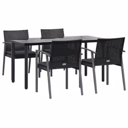 Set Pranzo da Giardino 5pz con Cuscini in Polyrattan e Acciaiocod mxl 124563 - Vista aggiuntiva 3
