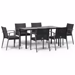 vidaXL Set Pranzo da Giardino 7 pz con Cuscini in Polyrattan e Acciaio - Vista aggiuntiva 2