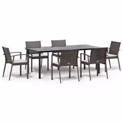 Set Pranzo da Giardino 7 pz con Cuscini in Polyrattan e Acciaiocod mxl 124547 - Vista aggiuntiva 2