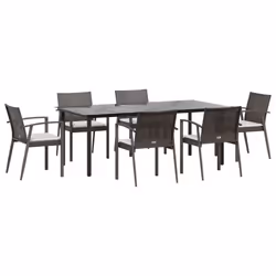 Set Pranzo da Giardino 7 pz con Cuscini in Polyrattan e Acciaiocod mxl 124547 - Vista aggiuntiva 3