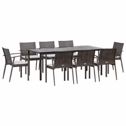 Set Pranzo da Giardino 9 pz con Cuscini in Polyrattan e Acciaiocod mxl 76621 - Vista aggiuntiva 3