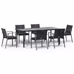 vidaXL Set Pranzo da Giardino 7 pz con Cuscini in Polyrattan e Acciaio - Vista aggiuntiva 2