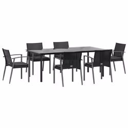 vidaXL Set Pranzo da Giardino 7 pz con Cuscini in Polyrattan e Acciaio - Vista aggiuntiva 3