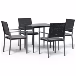 Set Pranzo da Giardino 5pz con Cuscini in Polyrattan e Acciaiocod mxl 125110 - Vista aggiuntiva 2