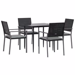 Set Pranzo da Giardino 5pz con Cuscini in Polyrattan e Acciaiocod mxl 125110 - Vista aggiuntiva 3