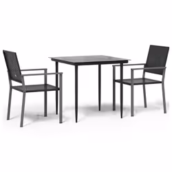 vidaXL Set da Pranzo da Giardino 3 pz in Polyrattan e Acciaio - Vista aggiuntiva 2