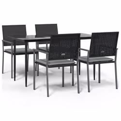 Set Pranzo da Giardino 5pz con Cuscini in Polyrattan e Acciaiocod mxl 100592 - Vista aggiuntiva 2