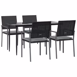 Set Pranzo da Giardino 5pz con Cuscini in Polyrattan e Acciaiocod mxl 100592 - Vista aggiuntiva 3