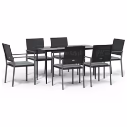 Set Pranzo da Giardino 7 pz con Cuscini in Polyrattan e Acciaiocod mxl 77218 - Vista aggiuntiva 2