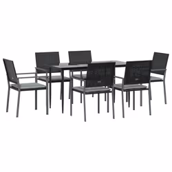 Set Pranzo da Giardino 7 pz con Cuscini in Polyrattan e Acciaiocod mxl 77218 - Vista aggiuntiva 3