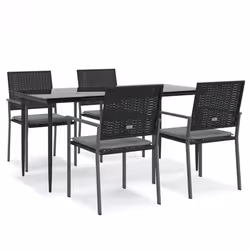 Set Pranzo da Giardino 5pz con Cuscini in Polyrattan e Acciaiocod mxl 124567 - Vista aggiuntiva 2