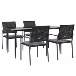 Set Pranzo da Giardino 5pz con Cuscini in Polyrattan e Acciaiocod mxl 124567 - Vista aggiuntiva 3