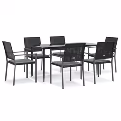 Set Pranzo da Giardino 7 pz con Cuscini in Polyrattan e Acciaiocod mxl 76616 - Vista aggiuntiva 2