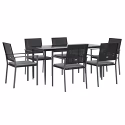 Set Pranzo da Giardino 7 pz con Cuscini in Polyrattan e Acciaiocod mxl 76616 - Vista aggiuntiva 3