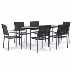 Set da Pranzo da Giardino 7 pz in Polyrattan e Acciaiocod mxl 76625 - Vista aggiuntiva 2