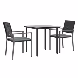 vidaXL Set Pranzo da Giardino 3pz con Cuscini in Polyrattan e Acciaio - Vista aggiuntiva 3