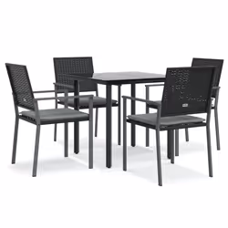 Set Pranzo da Giardino 5pz con Cuscini in Polyrattan e Acciaiocod mxl 100578 - Vista aggiuntiva 2