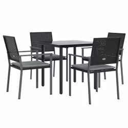 Set Pranzo da Giardino 5pz con Cuscini in Polyrattan e Acciaiocod mxl 100578 - Vista aggiuntiva 3