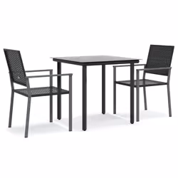Set da Pranzo da Giardino 3 pz in Polyrattan e Acciaiocod mxl 77274 - Vista aggiuntiva 2